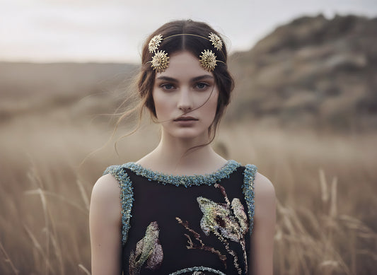 Tocado Gatsby artesanal para novia o invitada, diseño estilo art déco hecho a mano en España