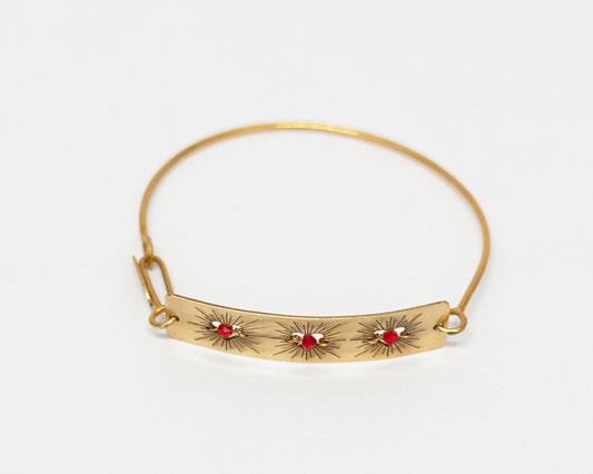 Pulsera Artesanal Biji corazones con Cristales en Baño de Oro o Plata de Ley 925