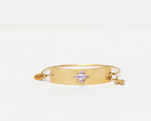 Pulsera artesanal Biji Cruz con cristales en baño de oro