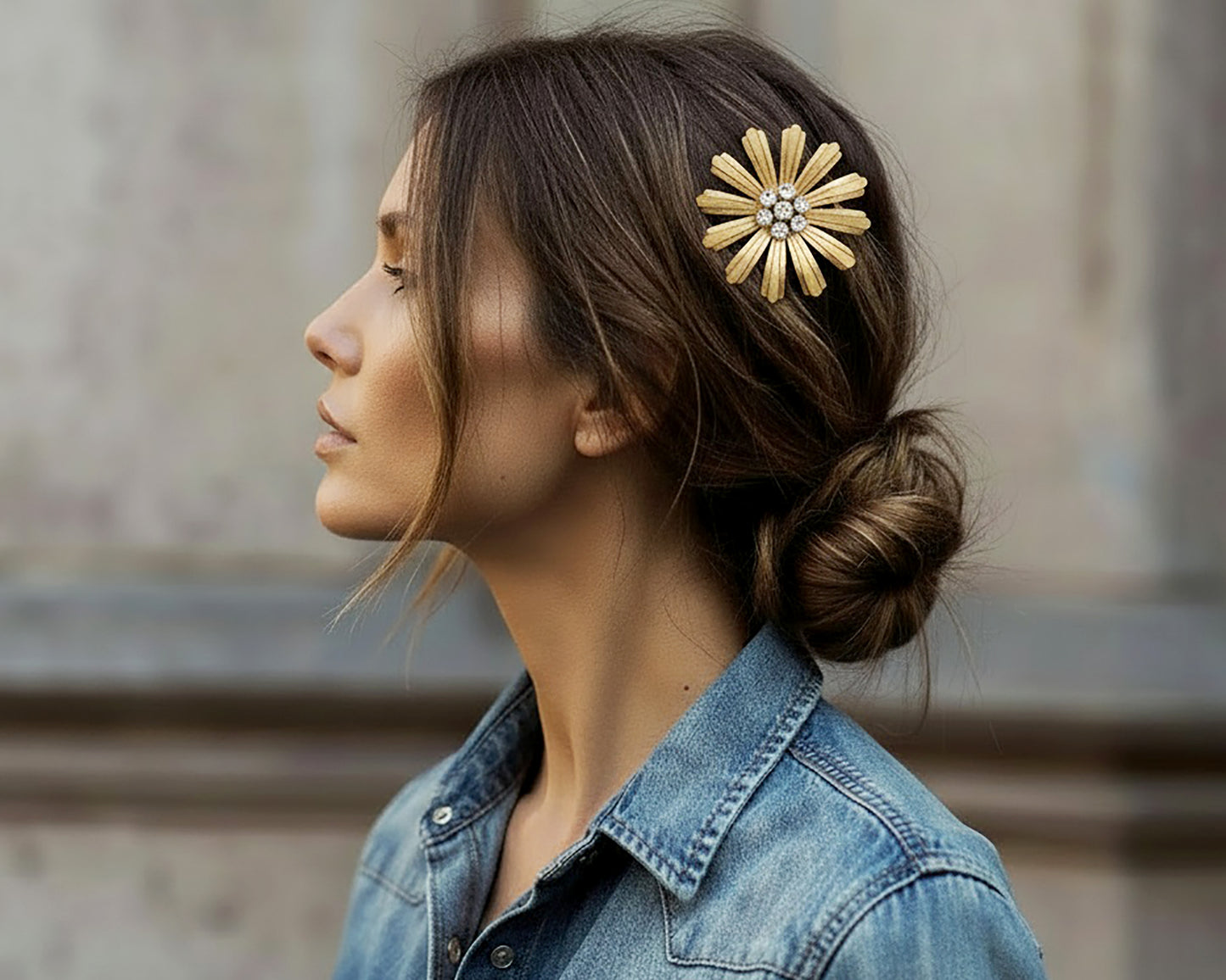 Pinza Maeba artesanal para ceremonias y cenas especiales, accesorio elegante para el cabello hecho a mano en España